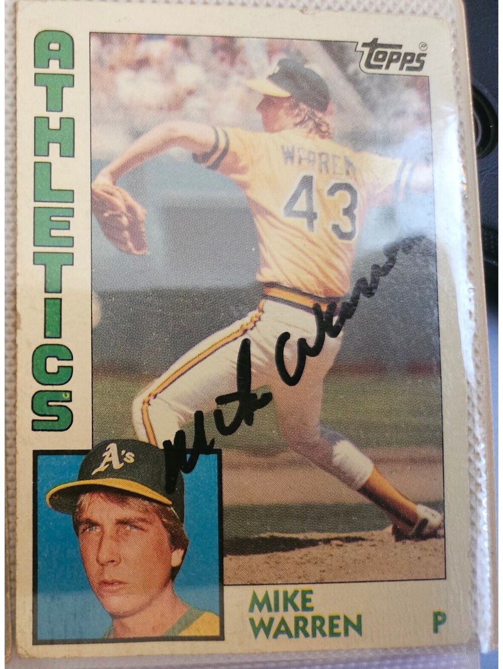 Mike Warren Autographed 1984 Topps #338 Rookie Card A's